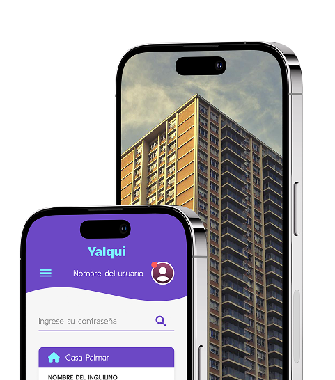 Mockup de celular con app de Yalqui